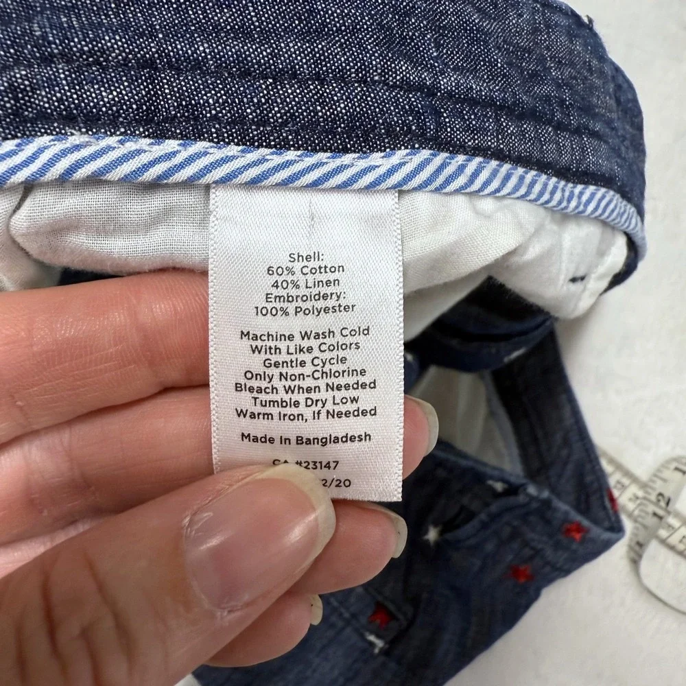 Talbots Relaxed Chino Short Star Print Blue Red White Women's Size 14P‎
